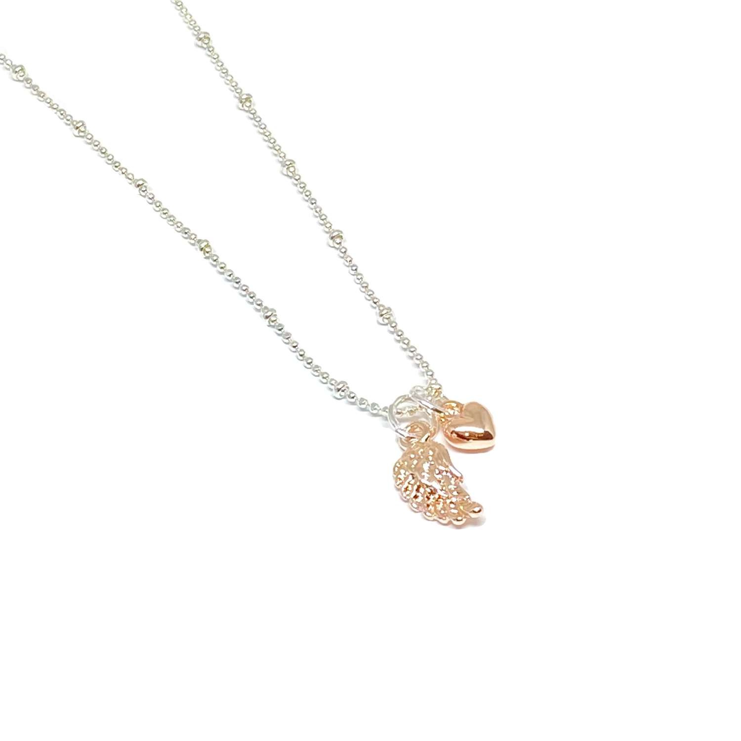 Sophia Angel Wing Necklace - Rose Gold