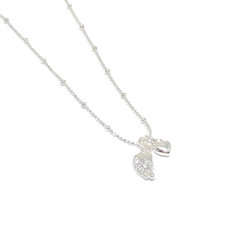 Sophia Angel Wing Necklace - Silver