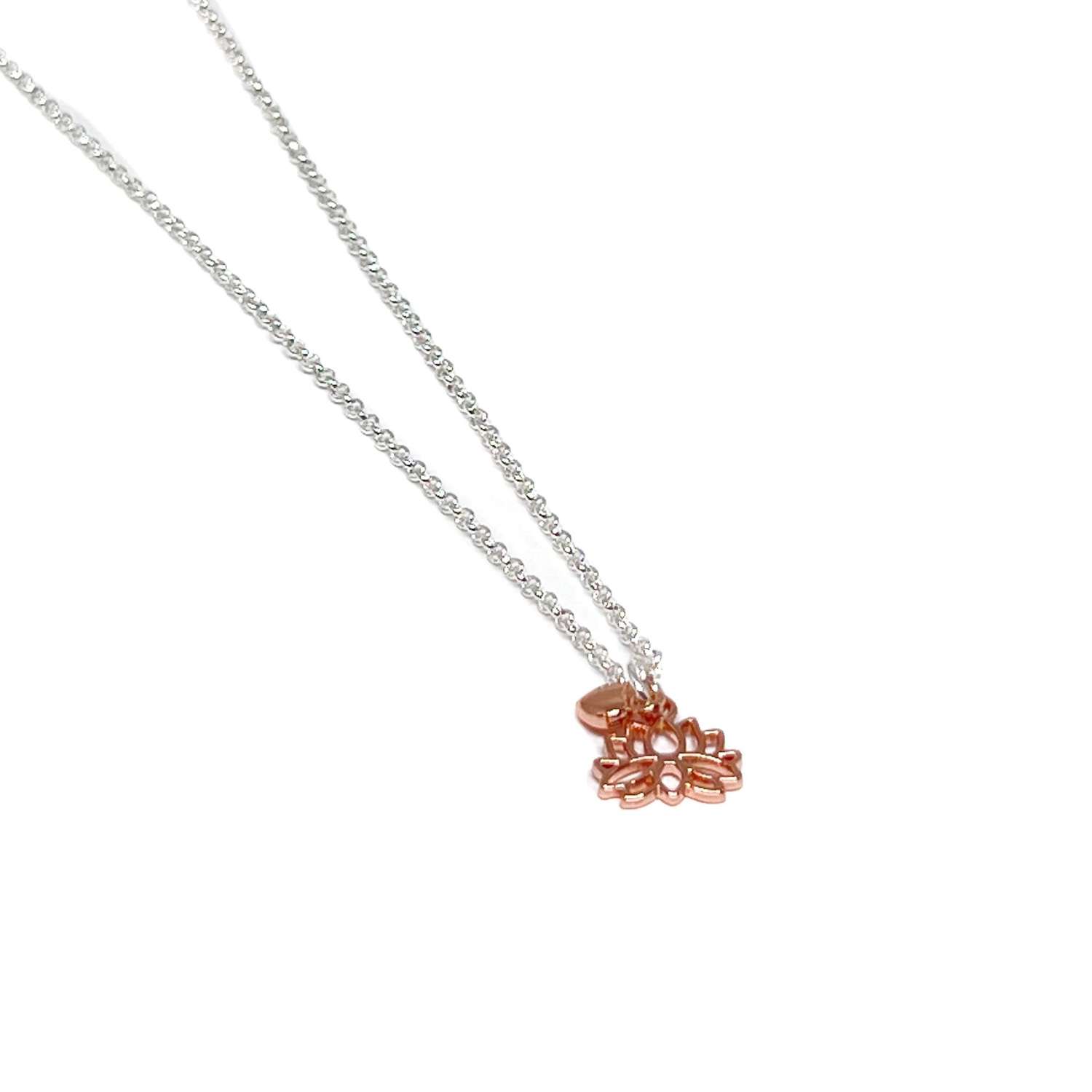 Indigo Lotus Flower Necklace - Rose Gold