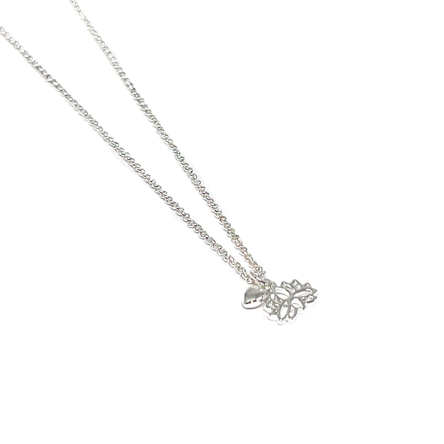 Indigo Lotus Flower Necklace - Silver