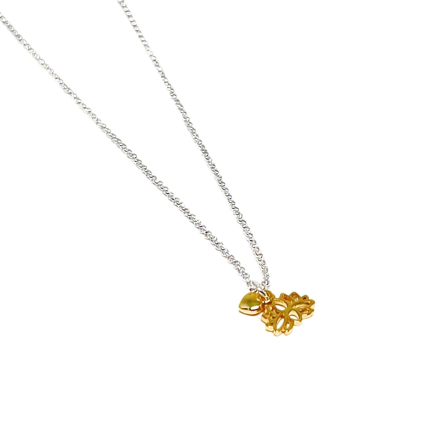 Indigo Lotus Flower Necklace - Gold