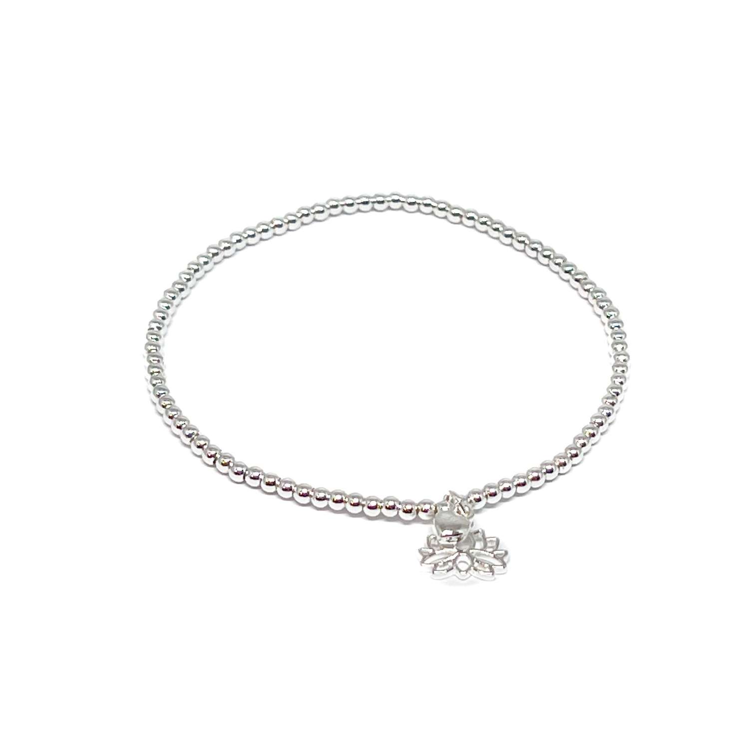 Indigo Lotus Flower Bracelet - Silver