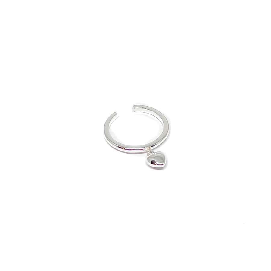 Rachel Heart Charm Ring - Silver