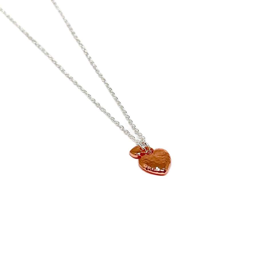 Nola Hammered Heart Necklace - Rose Gold