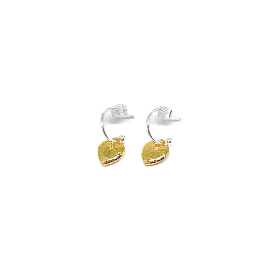 Nola Hammered Heart Earrings - Gold