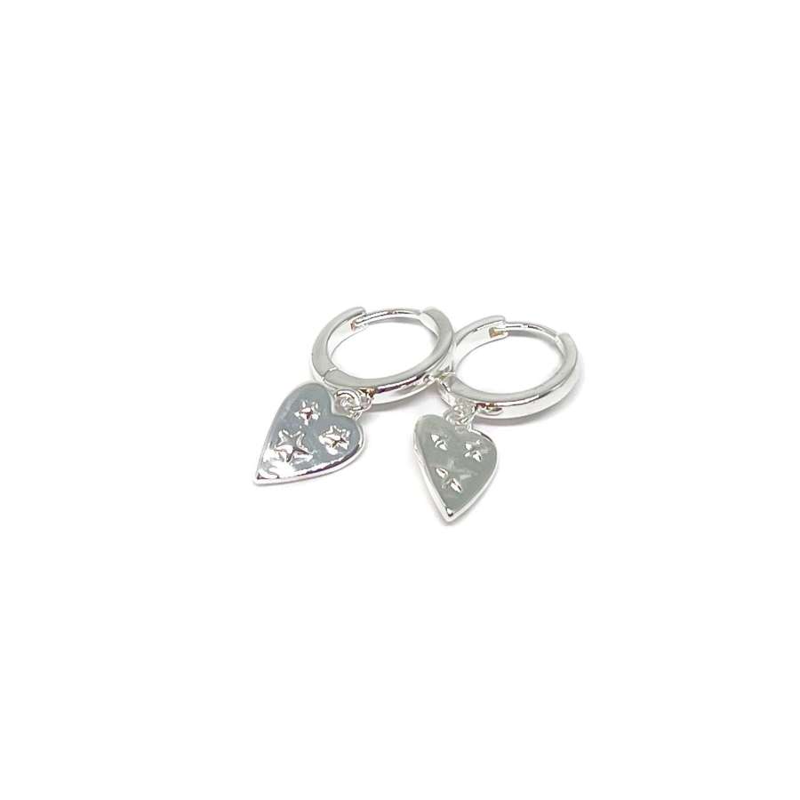 Nadia Heart Earrings - Silver