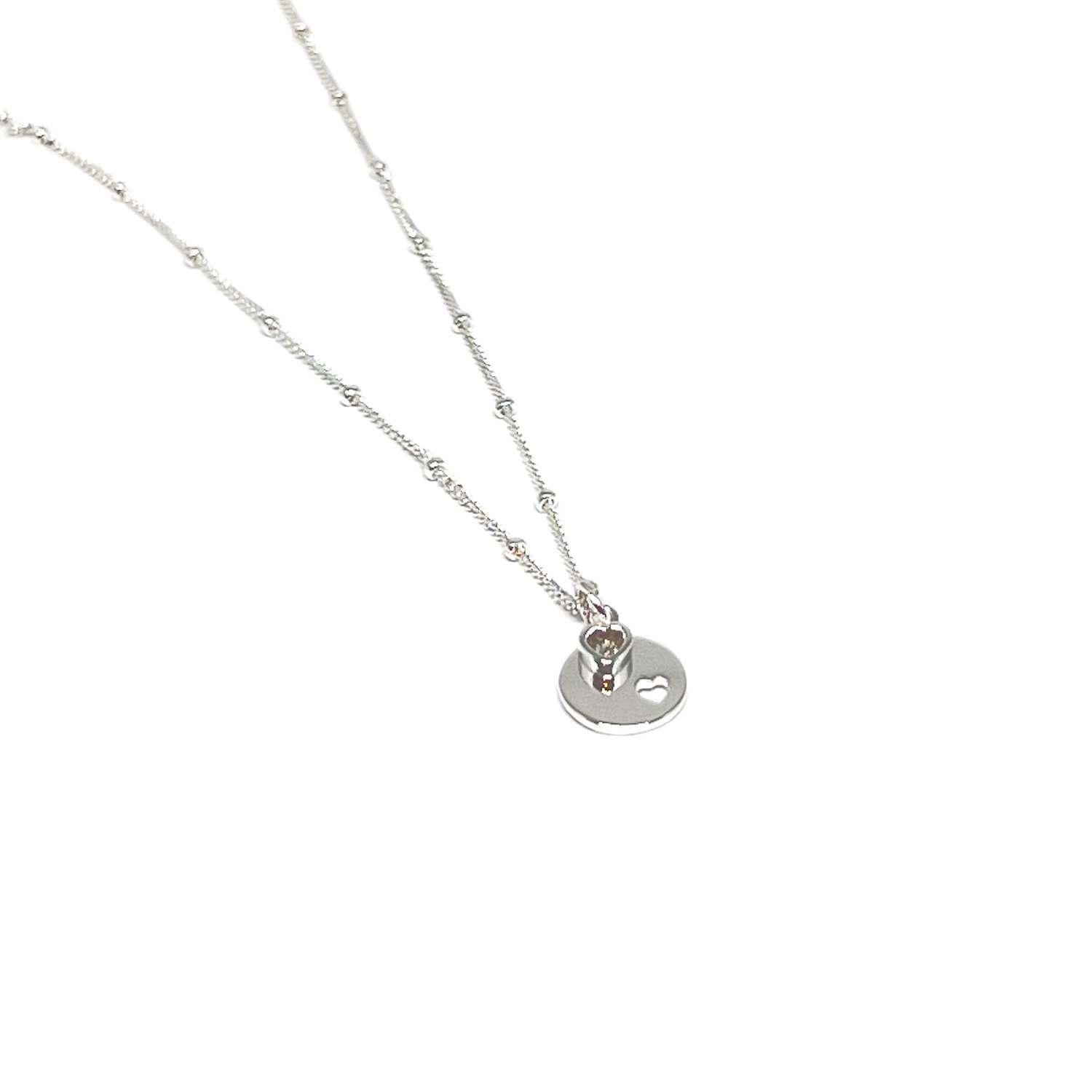 Nara Heart Disc Necklace - Silver