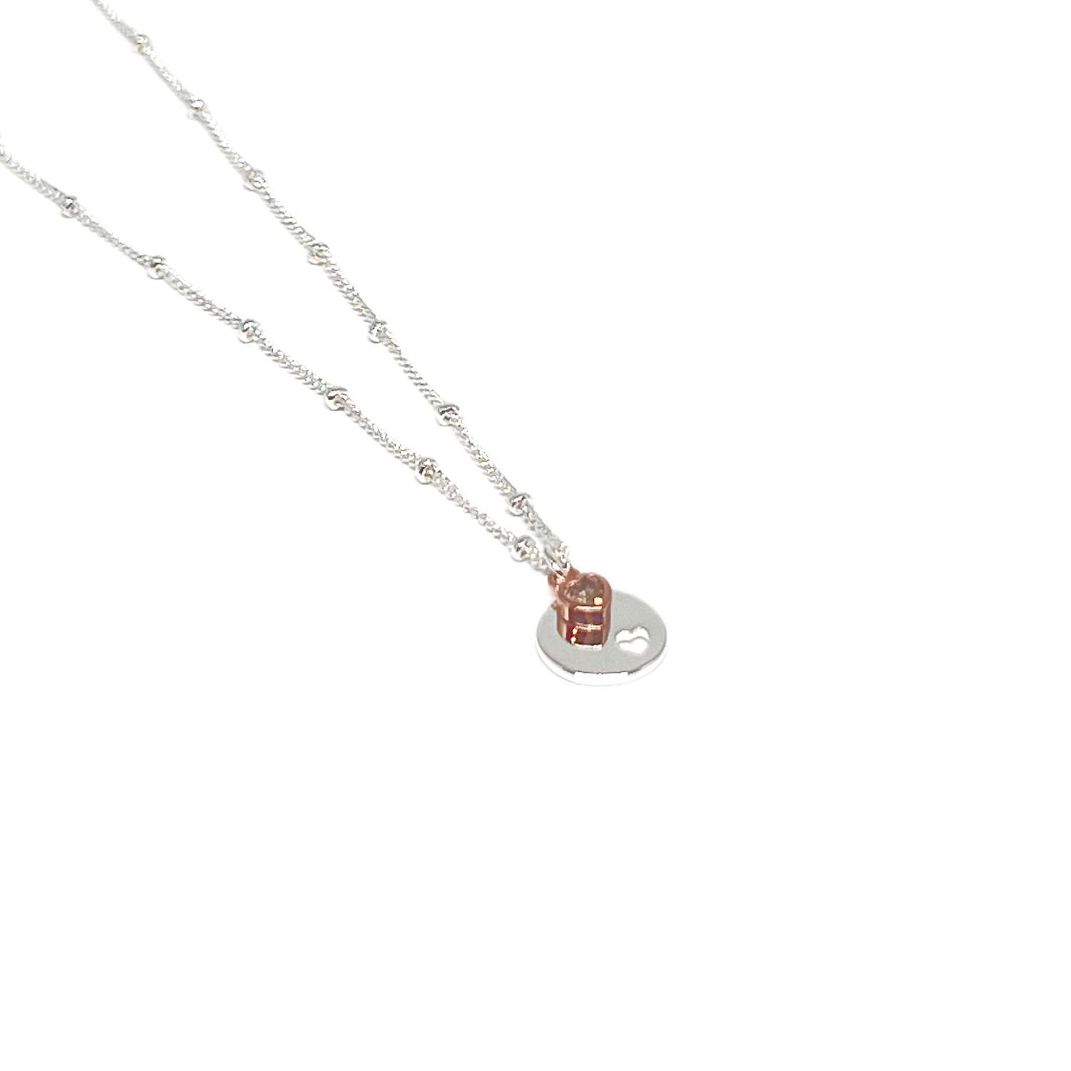 Nara Heart Disc Necklace - Rose Gold