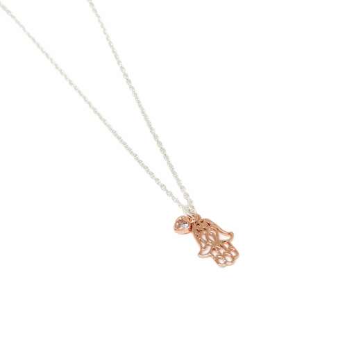 Ansel Hamsa Necklace - Rose Gold