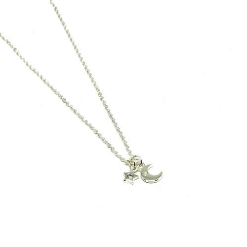 Yola Star & Moon Necklace - Silver
