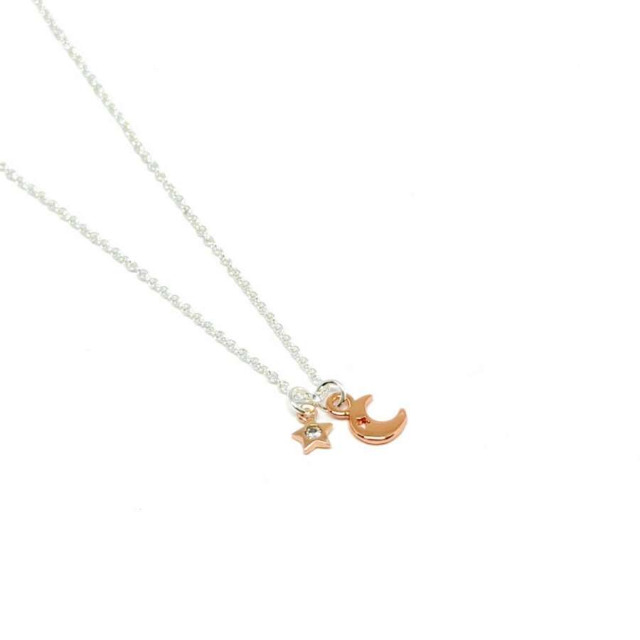 Yola Star & Moon Necklace - Rose Gold
