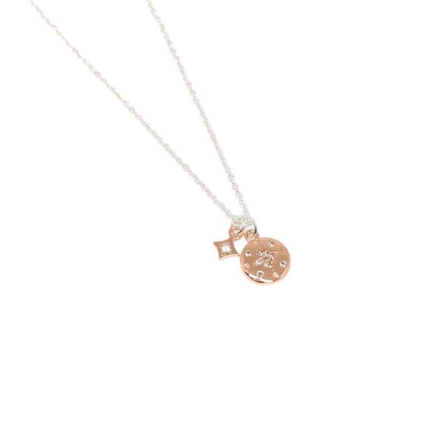Vivia Compass Necklace - Rose Gold