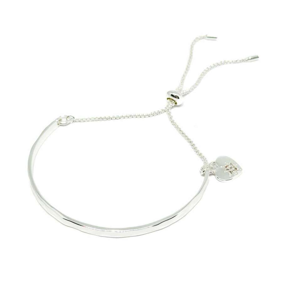Marnie Heart Slider Bangle - Silver