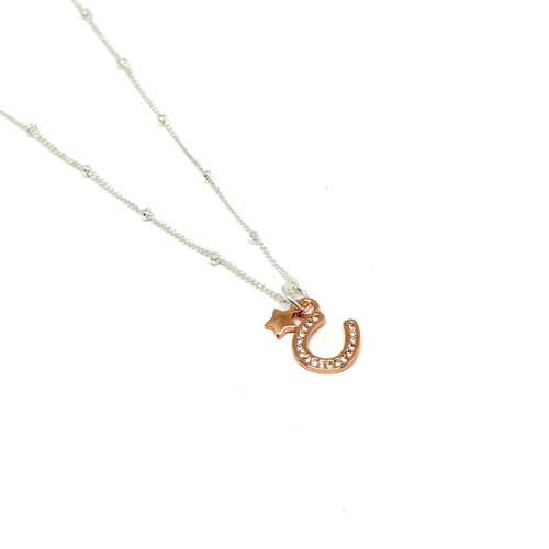 Farrah Horse Shoe Necklace- Rose Gold