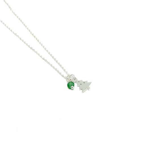 Xmas Tree Charm Necklace - Green
